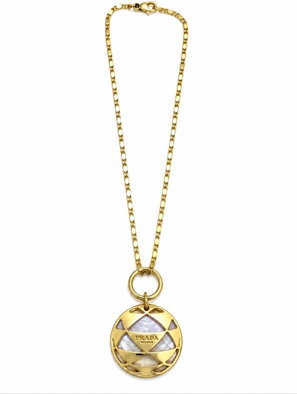Prada 14kt Gold Charm Pendant Necklace